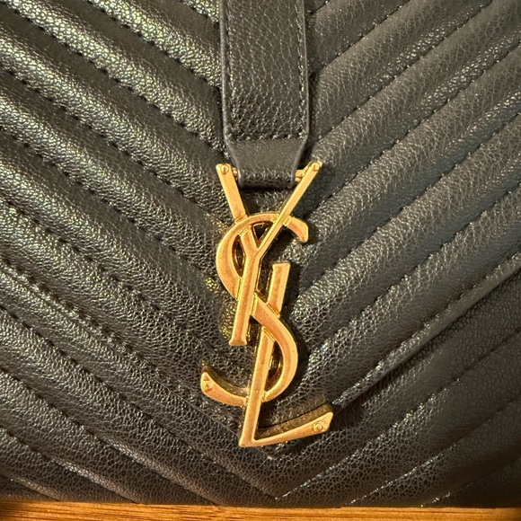 Saint Laurent Black Quilted Chevron Top-Handle Bag with Gold Hardware - Picture 2 of 15